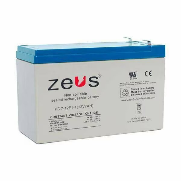 7Ah 12V F1 Sealed Lead Acid Battery, Zeus Battery Products, Mfr#: PC7-12F1